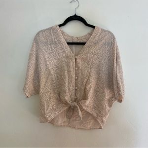 3/$15 Tie-Front Leopard Print Blouse